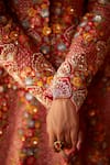 Mrunalini Rao_Red Raw Silk Hand Embroidered Maahi Floral Jacket And Lehenga Set _Online_at_Aza_Fashions