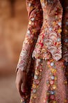 Buy_Mrunalini Rao_Red Raw Silk Hand Embroidered Maahi Floral Jacket And Lehenga Set _Online_at_Aza_Fashions