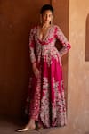 Buy_Mrunalini Rao_Pink Pure Silk Hand Embroidered Resham Preyasi Anarkali And Pant Set _at_Aza_Fashions