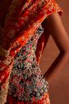 Buy_Mrunalini Rao_Black Raw Silk Manohar Embroidered Waist Coat Blouse_Online_at_Aza_Fashions