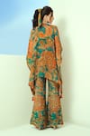 Shop_Taavare_Blue Organza Printed Floral V Neck And Paisley Kaftan Bell-bottom Pant Set _at_Aza_Fashions