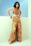 Buy_Taavare_Off White Tissue Organza Printed Floral Round Paisley Crop Top And Pant Set _at_Aza_Fashions