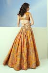 Shop_Taavare_Yellow Tissue Organza Printed Floral V Neck And Paisley Blouse Lehenga Set _at_Aza_Fashions