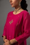 Shop_Label Shreya Sharma_Fuchsia Kurta And Pant Chanderi Embroidered Floral Round Set _Online_at_Aza_Fashions