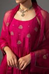 Buy_Label Shreya Sharma_Fuchsia Kurta And Pant Chanderi Embroidered Floral Round Anarkali Set _Online_at_Aza_Fashions