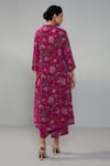 Shop_Label Shreya Sharma_Fuchsia Natural Crepe Printed Floral Raised Kurta With Pant _at_Aza_Fashions