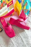 Buy_ESSEMM_Pink Plain Faux Leather Platforms _at_Aza_Fashions