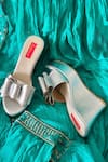 Buy_ESSEMM_Silver Plain Metallic Bow Strap Wedges _at_Aza_Fashions