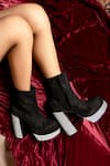 Buy_Tiesta_Black Embellished Suede Diamante Boots_at_Aza_Fashions