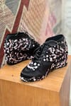 Buy_Tiesta_Black Embellished Sequin Sneaker Wedges _at_Aza_Fashions