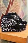 Buy_Tiesta_Black Embellished Sequin Sneaker Wedges _Online_at_Aza_Fashions