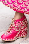 Shop_Tiesta_Pink Embroidered Sneaker Wedges _at_Aza_Fashions