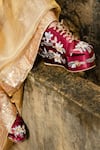 Shop_Tiesta_Maroon Sequin Embroidered Sneaker Wedges _Online_at_Aza_Fashions