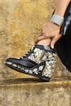 Tiesta_Black Embroidered Sneaker Wedges _Online_at_Aza_Fashions