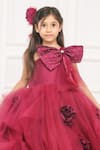 Buy_Pinkcow designs pvt ltd_Maroon Raw Silk Embellished Bow And Rosette Gown _Online_at_Aza_Fashions