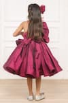 Shop Pinkcow designs pvt ltd Wine Taffeta, Cotton Pearls, Rhinestones One Shoulder Bow Embellished Dress at Aza Fashions Shop_Pinkcow designs pvt ltd_Wine Taffeta, Cotton Pearls, Rhinestones One Shoulder Bow Embellished Dress _at_Aza_Fashions
