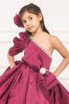 Buy Pinkcow designs pvt ltd Wine Taffeta, Cotton Pearls, Rhinestones One Shoulder Bow Embellished Dress Online at Aza Fashions Buy_Pinkcow designs pvt ltd_Wine Taffeta, Cotton Pearls, Rhinestones One Shoulder Bow Embellished Dress _Online_at_Aza_Fashions