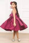 Pinkcow designs pvt ltd Wine Taffeta, Cotton Pearls, Rhinestones One Shoulder Bow Embellished Dress at Aza Fashions Pinkcow designs pvt ltd_Wine Taffeta, Cotton Pearls, Rhinestones One Shoulder Bow Embellished Dress _at_Aza_Fashions