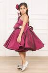 Buy Pinkcow designs pvt ltd Wine Taffeta, Cotton Pearls, Rhinestones One Shoulder Bow Embellished Dress Buy_Pinkcow designs pvt ltd_Wine Taffeta, Cotton Pearls, Rhinestones One Shoulder Bow Embellished Dress