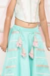 Pinkcow designs pvt ltd_Sky Blue Brocade Embellished Floral Gota Lace Lehenga Blouse Set _at_Aza_Fashions