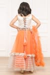 Shop Pinkcow designs pvt ltd Orange Tulle, Brocade, Lace Gota Patti, Frilly Embellished Lehenga Blouse Set at Aza Fashions Shop_Pinkcow designs pvt ltd_Orange Tulle, Brocade, Lace Gota Patti, Frilly Embellished Lehenga Blouse Set _at_Aza_Fashions