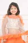 Shop Pinkcow designs pvt ltd Orange Tulle, Brocade, Lace Gota Patti, Frilly Embellished Lehenga Blouse Set Online at Aza Fashions Shop_Pinkcow designs pvt ltd_Orange Tulle, Brocade, Lace Gota Patti, Frilly Embellished Lehenga Blouse Set _Online_at_Aza_Fashions