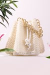 Shop_The Leather Garden_Ivory Beads Jaipur Potli Bag _Online_at_Aza_Fashions