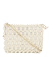 Buy_The Leather Garden_Ivory Beads Jaisalmer Pearl Embroidered Crossbody Bag With Pouch - 4 Pcs _at_Aza_Fashions