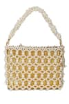 The Leather Garden_Ivory Beads Jaisalmer Pearl Embroidered Crossbody Bag With Pouch - 4 Pcs _at_Aza_Fashions