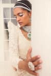 Shop_Kalighata_Ivory Net Embroidery Sequin Round Emma Lehenga Set _at_Aza_Fashions