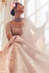 Kalighata_Pink Silk, Net Sequins, Cut Harnaaz Raw Floral Embroidered Bridal Lehenga Set_Online_at_Aza_Fashions
