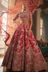 Buy_Kalighata_Raw Silk Persia Cut Dana Embroidered Lehenga Set_at_Aza_Fashions