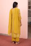 Shop_Vaayu_Yellow Cotton, Muslin Embroidery Round Geometric Abstract Print Kurta Pant Set_at_Aza_Fashions