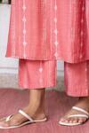 Buy_Vaayu_Pink Cotton, Muslin Round Neck Geometric Print A-line Kurta With Pant_Online_at_Aza_Fashions
