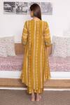 Shop_Vaayu_Yellow Cotton, Muslin Tassels Round Neck Linear Print Kurta With Pant_at_Aza_Fashions