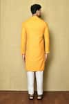 Shop_Arihant Rai Sinha_Yellow Silk Embroidered Mirror Mandarin Collar Kurta _at_Aza_Fashions