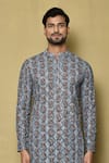 Buy_Arihant Rai Sinha_Multi Color Georgette Printed Floral Full Sleeve Kurta _Online_at_Aza_Fashions