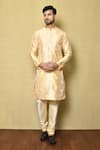 Buy_Arihant Rai Sinha_Beige Silk Embroidery Mirror Placement Kurta_at_Aza_Fashions