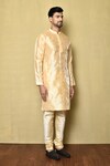 Shop_Arihant Rai Sinha_Beige Silk Embroidery Mirror Placement Kurta_Online_at_Aza_Fashions