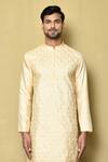 Arihant Rai Sinha_Beige Silk Embroidery Thread Mughal Kurta _Online_at_Aza_Fashions