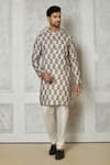 Buy_Arihant Rai Sinha_Off White Cotton Silk Printed Floral Short Kurta _at_Aza_Fashions