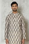 Buy_Arihant Rai Sinha_Off White Cotton Silk Printed Floral Short Kurta _Online_at_Aza_Fashions