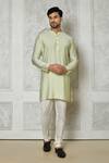 Buy_Arihant Rai Sinha_Cream Cotton Silk Printed Geometric Short Kurta _at_Aza_Fashions