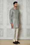 Buy_Arihant Rai Sinha_Grey Cotton Silk Printed Floral Tiny Short Kurta _Online_at_Aza_Fashions