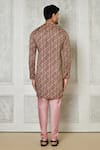 Shop_Arihant Rai Sinha_Brown Cotton Silk Printed Linear Short Kurta _at_Aza_Fashions