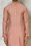 Arihant Rai Sinha_Peach Cotton Silk Printed Mandala Floral Short Kurta _Online_at_Aza_Fashions