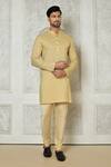 Buy_Arihant Rai Sinha_Beige Cotton Silk Printed Striped Kurta_at_Aza_Fashions