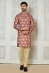 Buy_Arihant Rai Sinha_Pink Cotton Silk Printed Floral Short Kurta _at_Aza_Fashions