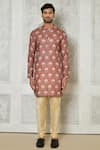 Arihant Rai Sinha_Pink Cotton Silk Printed Floral Short Kurta _Online_at_Aza_Fashions