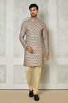 Buy_Arihant Rai Sinha_Grey Cotton Silk Printed Floral Kurta_at_Aza_Fashions